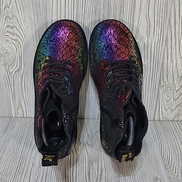 Dr. Martens 1460 Pascal Rainbow Croc Combat Boots Youth 6 Womens 8 - Picture 6 of 13